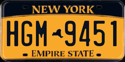 NY license plate HGM9451