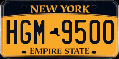 NY license plate HGM9500