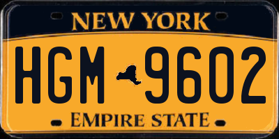 NY license plate HGM9602
