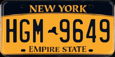 NY license plate HGM9649