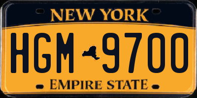 NY license plate HGM9700