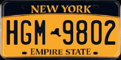 NY license plate HGM9802