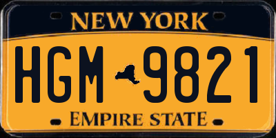 NY license plate HGM9821