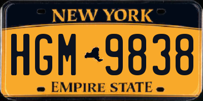 NY license plate HGM9838