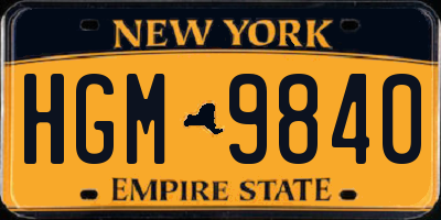 NY license plate HGM9840