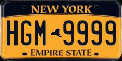 NY license plate HGM9999