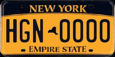 NY license plate HGN0000