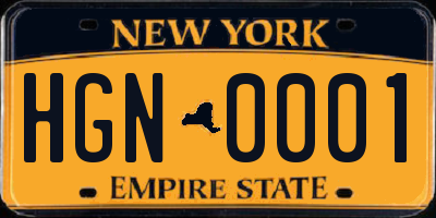 NY license plate HGN0001