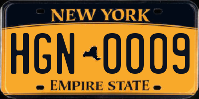 NY license plate HGN0009