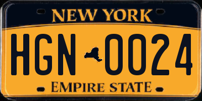 NY license plate HGN0024