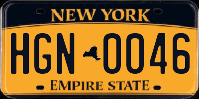 NY license plate HGN0046