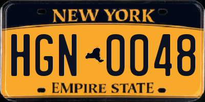 NY license plate HGN0048