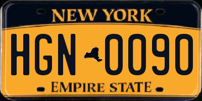 NY license plate HGN0090