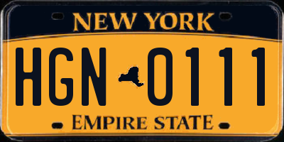 NY license plate HGN0111