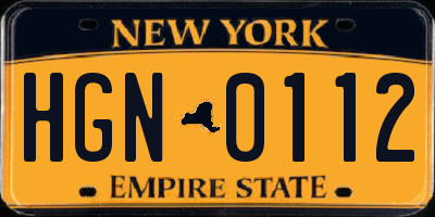 NY license plate HGN0112