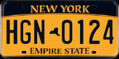 NY license plate HGN0124