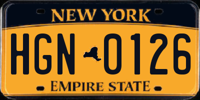 NY license plate HGN0126