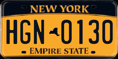 NY license plate HGN0130