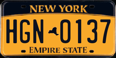 NY license plate HGN0137