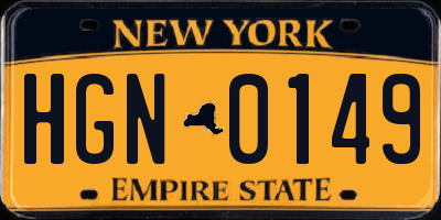 NY license plate HGN0149