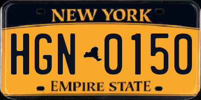 NY license plate HGN0150