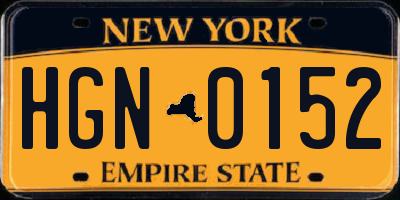 NY license plate HGN0152