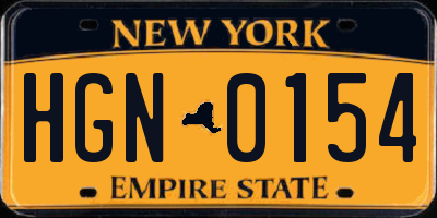 NY license plate HGN0154