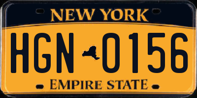 NY license plate HGN0156