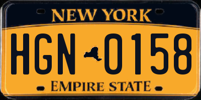 NY license plate HGN0158