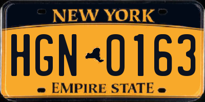 NY license plate HGN0163