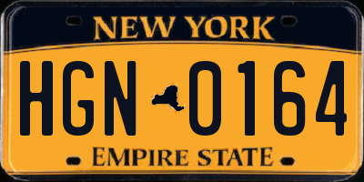 NY license plate HGN0164