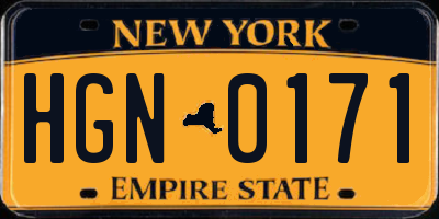 NY license plate HGN0171