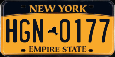 NY license plate HGN0177