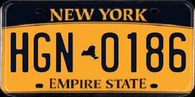 NY license plate HGN0186