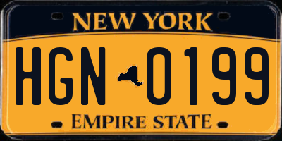 NY license plate HGN0199