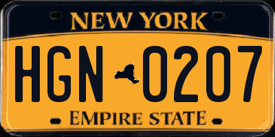 NY license plate HGN0207