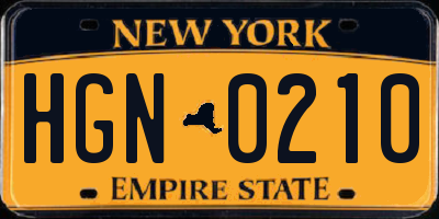 NY license plate HGN0210