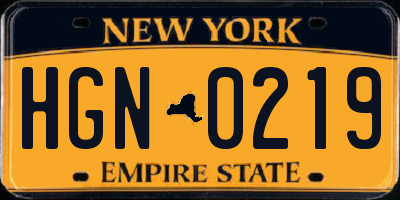 NY license plate HGN0219