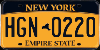 NY license plate HGN0220