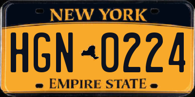 NY license plate HGN0224