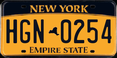 NY license plate HGN0254