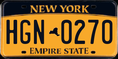 NY license plate HGN0270