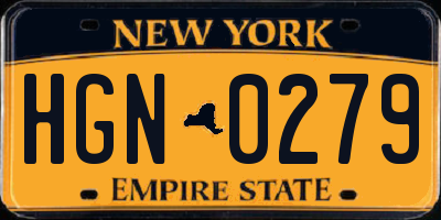 NY license plate HGN0279