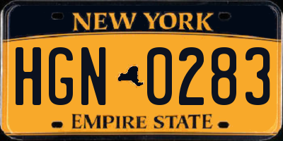 NY license plate HGN0283