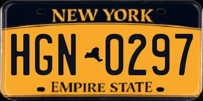 NY license plate HGN0297