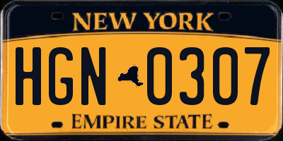 NY license plate HGN0307
