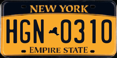 NY license plate HGN0310