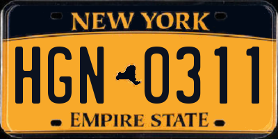 NY license plate HGN0311