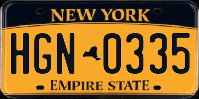 NY license plate HGN0335