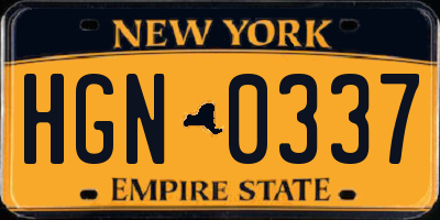 NY license plate HGN0337